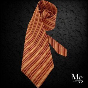 SERICA Orange Striped Silk Tie Made In Italy W: 3.75" EX COND
